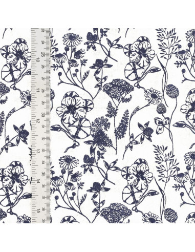 Fancy cotton poplin fabric - Nadine indigo