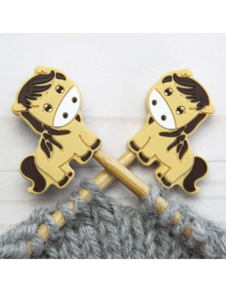 Stitch stoppers for knitting needles - Horse