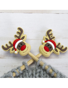 Stitch stoppers for knitting needles - Reindeer