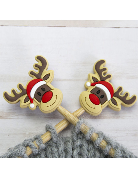 Stitch stoppers for knitting needles - Reindeer