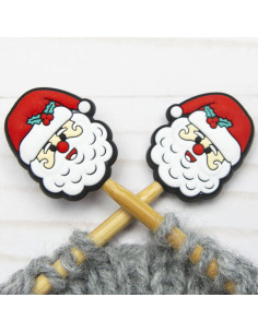 Stitch stoppers for knitting needles - Santa Claus