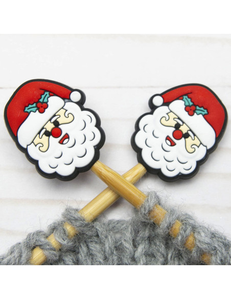 Stitch stoppers for knitting needles - Santa Claus