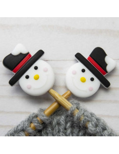 Stitch stoppers for knitting needles - Snowman