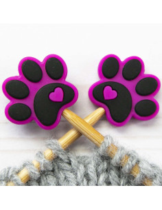 Fuchsia stitch stoppers for knitting needles - Footprints