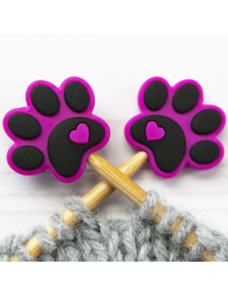 Fuchsia stitch stoppers for knitting needles - Footprints
