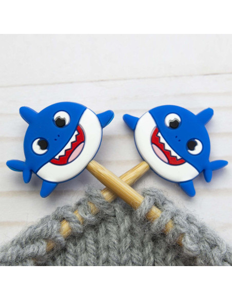 Shark knitting needle stitch stoppers