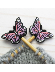 Stitch stoppers for knitting needles - Butterfly