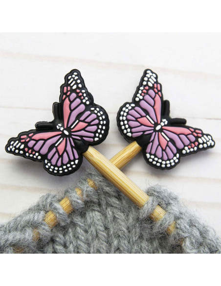 Stitch stoppers for knitting needles - Butterfly