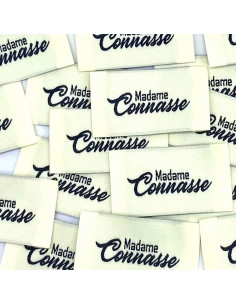 Set of 5 woven sew-on labels Madame Connasse - Cream