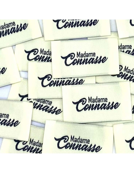 Set of 5 woven sew-on labels Madame Connasse - Cream