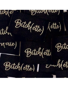 Set of 5 woven sew-on labels Bitch(ette) lurex