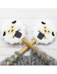 Stitch stoppers for knitting needles - White sheep knitting