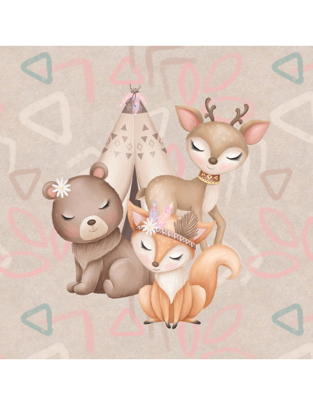 Lightweight sweatshirt fabric panel 40 cm x 50 cm - Friends in the boho forest