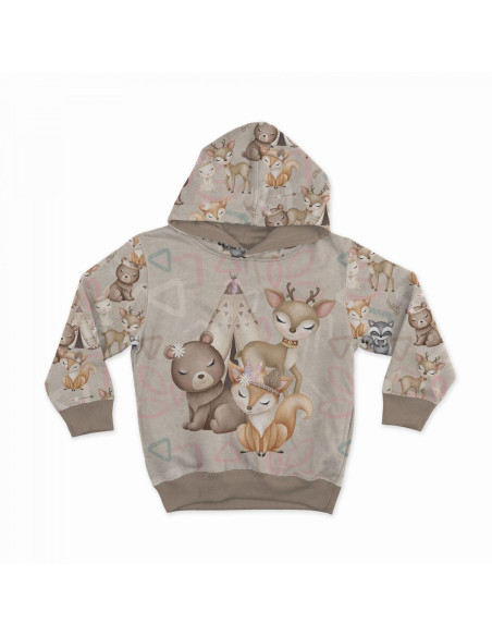 Lightweight sweatshirt fabric panel 40 cm x 50 cm - Friends in the boho forest