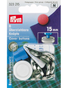 Box of 6 buttons to cover with 15 mm tool