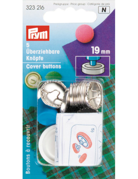 Box of 5 buttons to cover with 19 mm tool