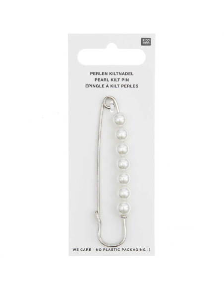 76 mm kilt pin - Silver with beads