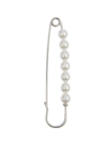 76 mm kilt pin - Silver with beads