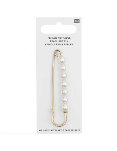 76 mm kilt pin - Gold with beads