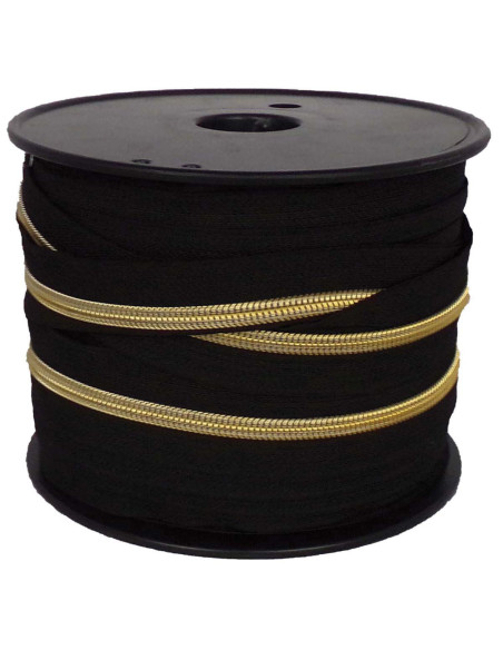 5 mm nylon zipper with lurex - Black and gold