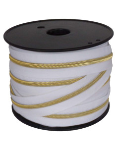 5 mm nylon zipper with lurex - White and gold