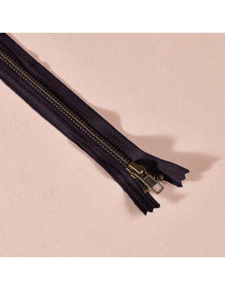 Black metal zipper 30 cm - Atelier Brunette