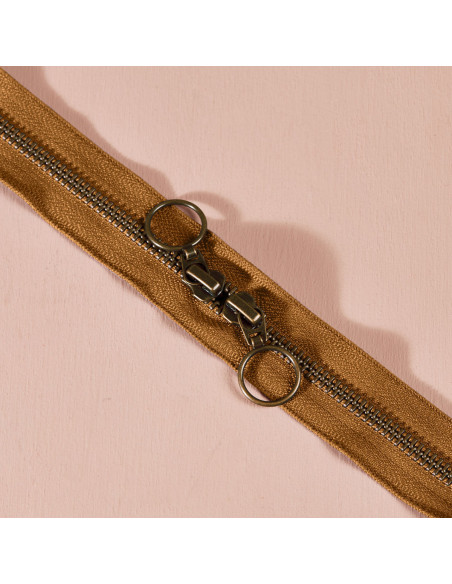 Ochre brass double slider zipper 60 cm - Atelier Brunette