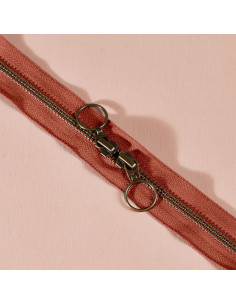 Double slider brass zipper Chestnut 60 cm - Atelier Brunette