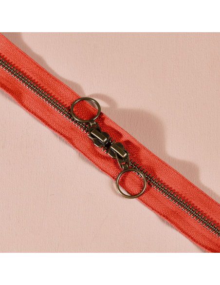 Tangerine brass double slider zipper 60 cm - Atelier Brunette