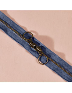 Cobalt brass double slider zipper 60 cm - Atelier Brunette