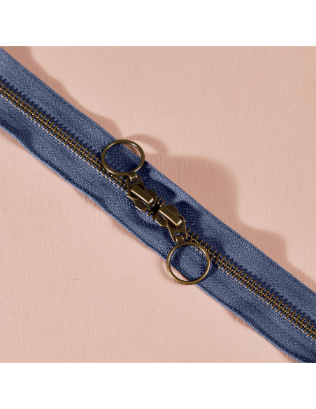 Cobalt brass double slider zipper 60 cm - Atelier Brunette