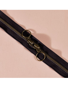 Black double slider brass zipper 60 cm - Atelier Brunette