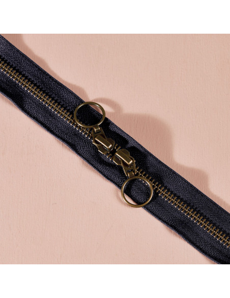 Night 60 cm brass double slider zipper - Atelier Brunette