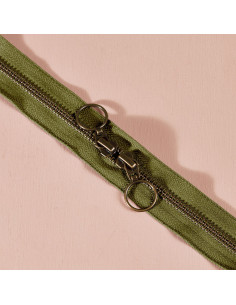 Double slider brass zipper Matcha Leaf 60 cm - Atelier Brunette