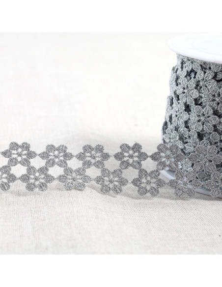 Metallic guipure flowers - Silver