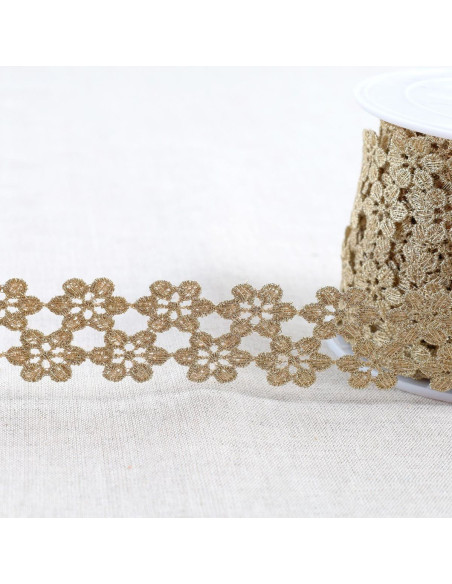 Metallic guipure flowers - Gold