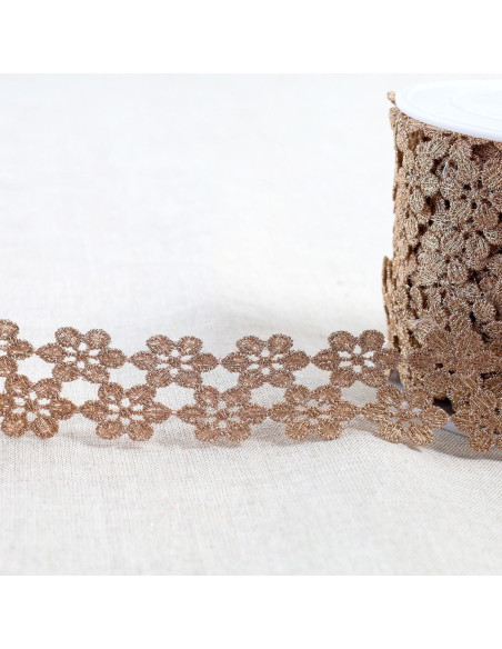 Metallic guipure flowers - Rose gold