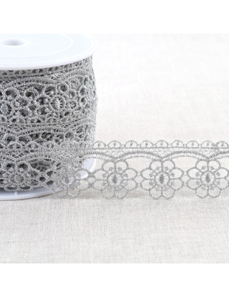 Metallic Daisy Guipure - Silver