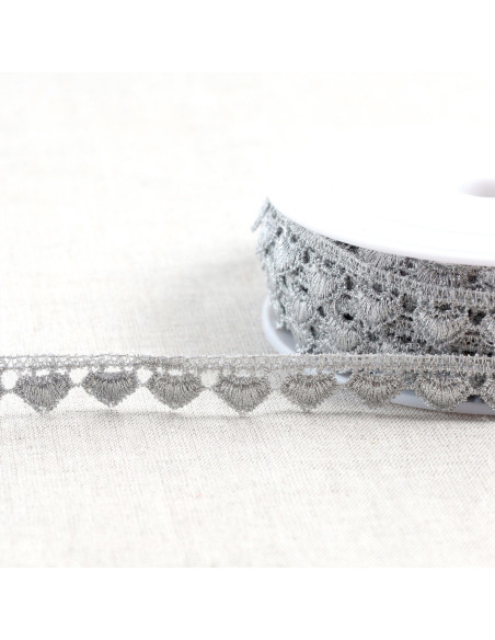Metallic heart guipure - Silver