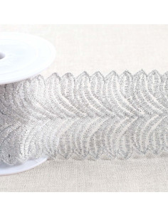 Metallic embroidery on tulle - Silver