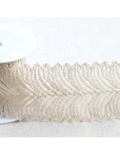 Metallic embroidery on tulle - Gold