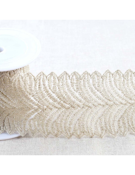 Metallic embroidery on tulle - Gold