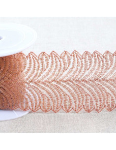 Metallic embroidery on tulle - Rose gold