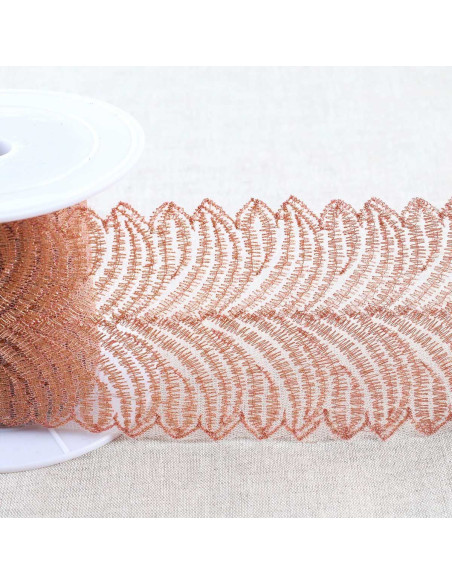 Metallic embroidery on tulle - Rose gold