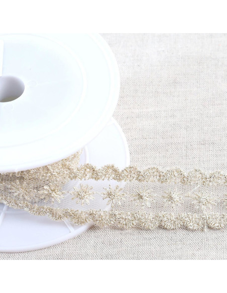 Metallic star embroidery on tulle - Gold