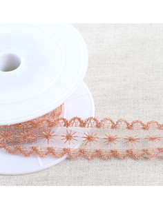 Metallic star embroidery on tulle - Rose gold