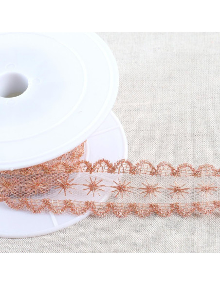 Metallic star embroidery on tulle - Rose gold