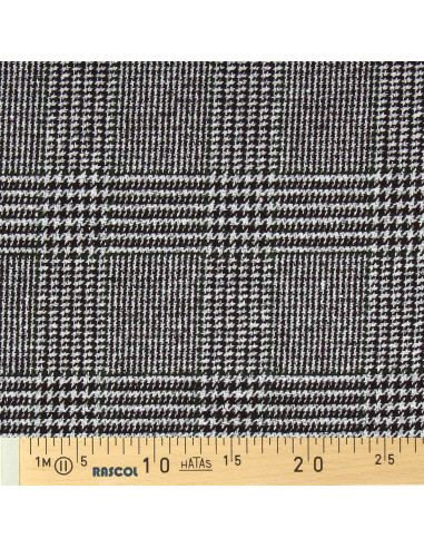 Fancy woolen fabric for coat - Brown and khaki houndstooth