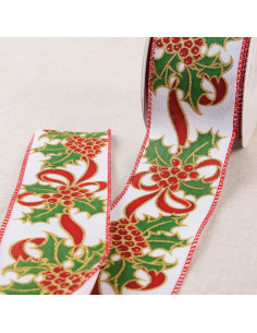 Holly ribbon - White