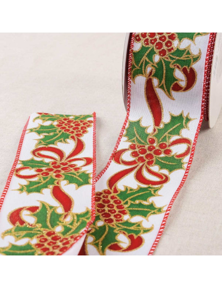 Holly ribbon - White